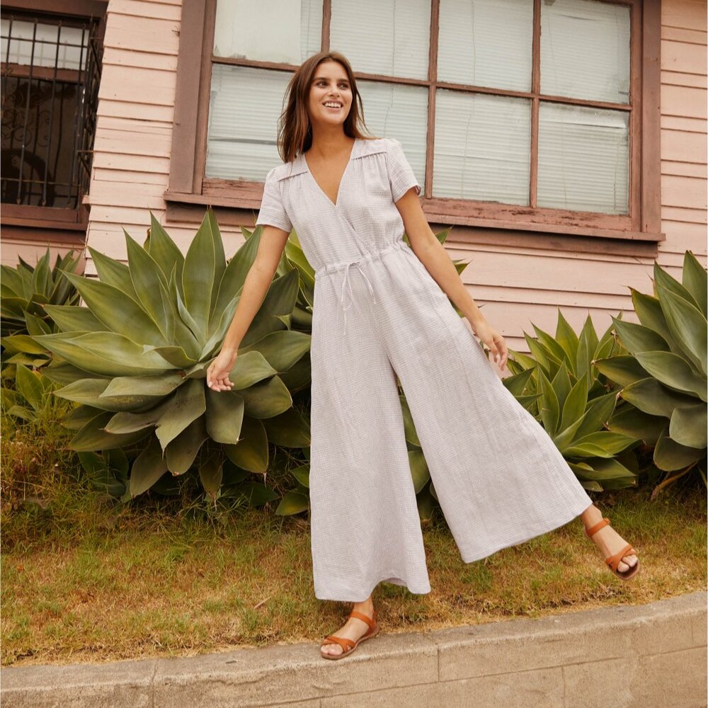 Christy Dawn Lavender Gingham Jumpsuit
